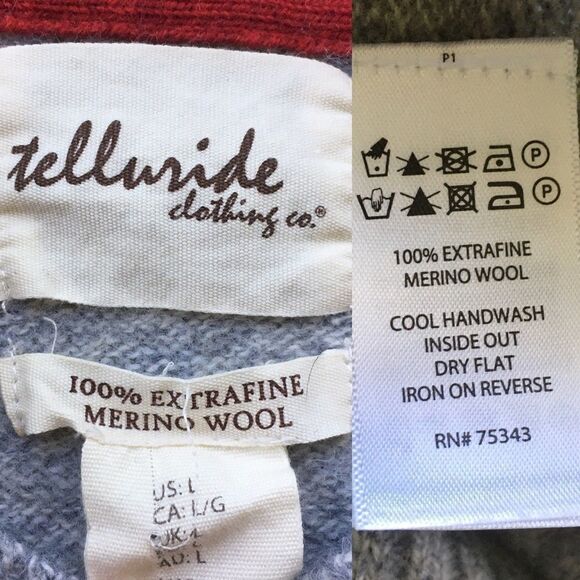 Telluride Clothing Co Merino Wool Sweater Bird Grey XS/S - Picture 6 of 6